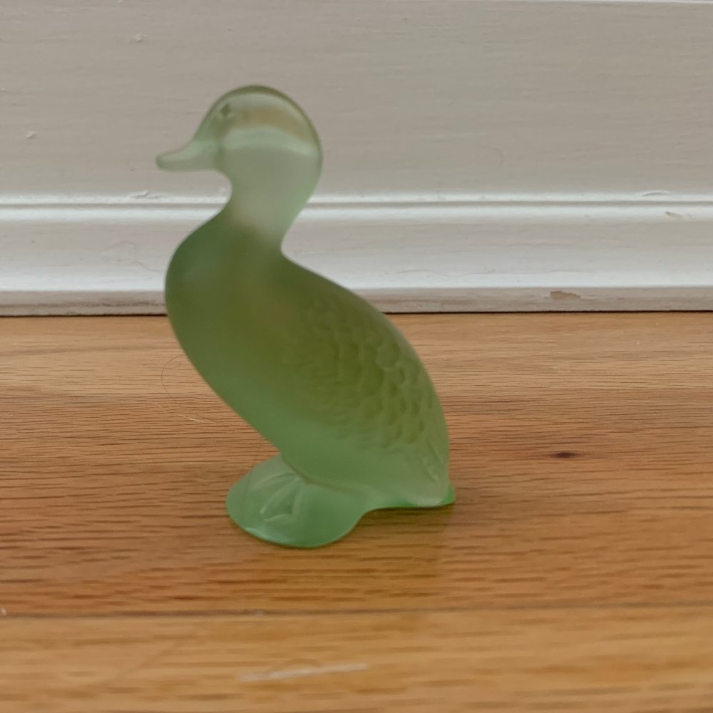 Lalique Green Duck Figurine